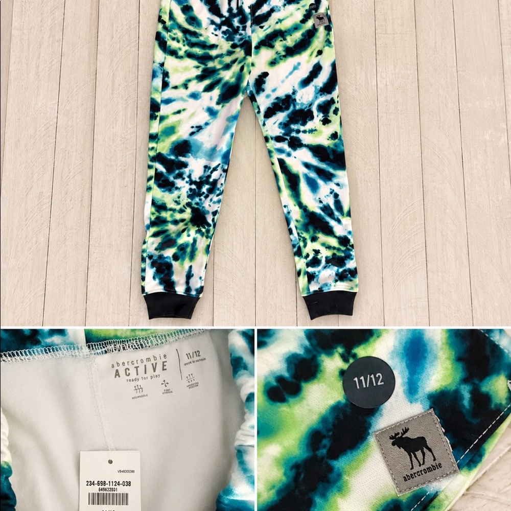 NWT Abercrombie Active Tie-Dye Jogger Sweatpants Youth Size 11/12